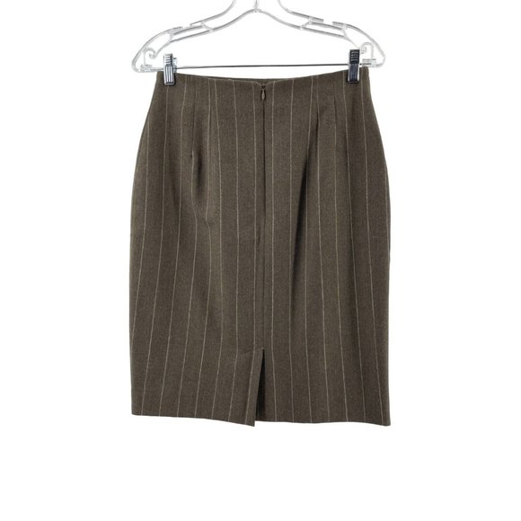 Jones New York Women's Brown Pinstripe 100% Wool Lined Pencil Skirt Size 8 - Picture 4 of 12